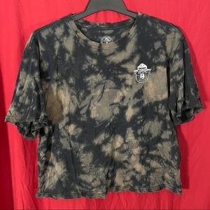 Smokey the Bear Official Crop Top Brown/Black Tie Dye Graphic Art T-Shirt